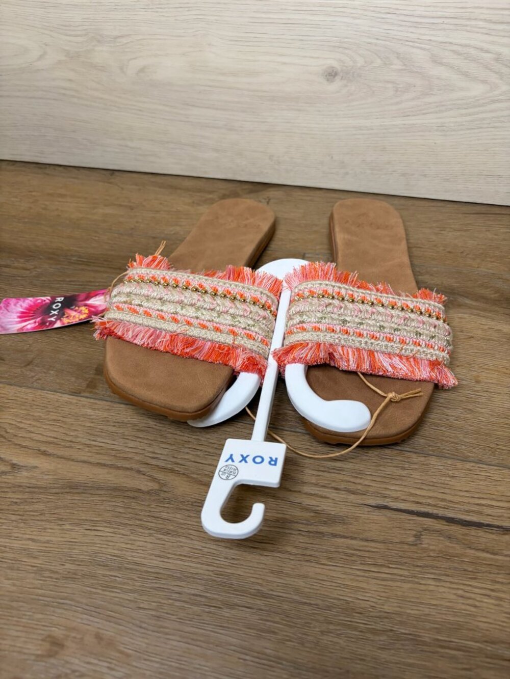 Roxy Women Positano Flat Woven Slide Sandals Open Pink Rose Size 8 NWT